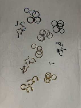 Mixed Metal Nose Rings and Seam Rings Set - Gold, Silver, Black, Rose